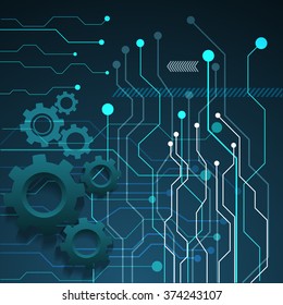 Blue Abstract technology gear circuit board, Vector background eps 10 design