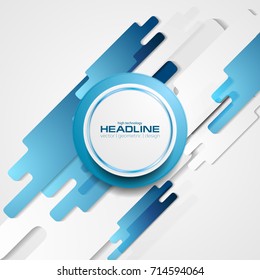 Blue abstract technology geometric background with circle. Vector design