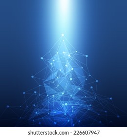 Blue Abstract Technology Mesh Background with Circles, vector illustration