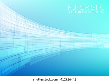 Blue abstract technology vector background with stripes