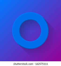 Blue abstract technology volume knob, blank round button template with flat designed shadow and gradient background for web sites, user interfaces (UI) and applications (apps). Vector illustration.