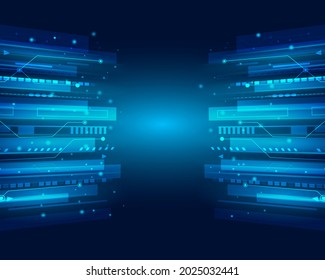 Blue abstract tect digital background light and line speed.Hi-tech cyber speed network.