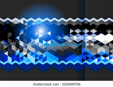 Blue abstract template for card or banner. Metal Background with waves and reflections. Business background, silver, illustration. Illustration of abstract background with a metallic element