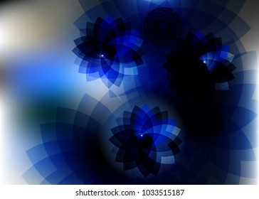 Blue abstract template for card or banner. Metal Background with waves and reflections. Business background, silver, illustration. Illustration of abstract background with a metallic element