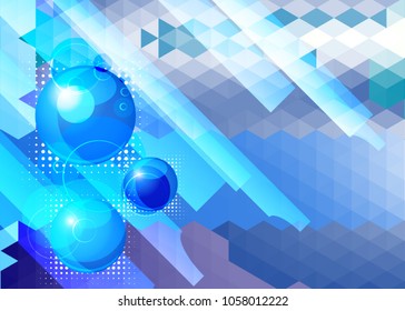 Blue abstract template for card or banner. Metal Background with waves and reflections. Business background, silver, illustration. Illustration of abstract background with a metallic element