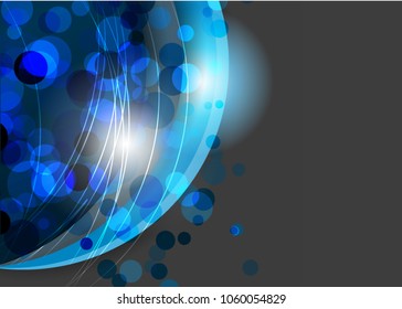 Blue abstract template for card or banner. Metal Background with waves and reflections. Business background, silver, illustration. Illustration of abstract background with a metallic element