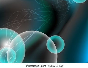 Blue abstract template for card or banner. Metal Background with waves and reflections. Business background, silver, illustration. Illustration of abstract background with a metallic element