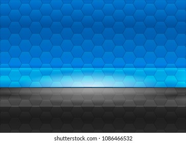 Blue abstract template for card or banner. Metal Background with waves and reflections. Business background, silver, illustration. Illustration of abstract background with a metallic element