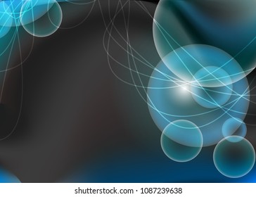 Blue abstract template for card or banner. Metal Background with waves and reflections. Business background, silver, illustration. Illustration of abstract background with a metallic element