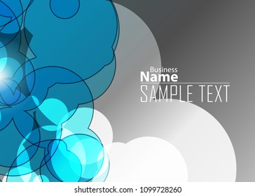 Blue abstract template for card or banner. Metal Background with waves and reflections. Business background, silver, illustration. Illustration of abstract background with a metallic element