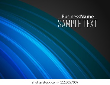 Blue abstract template for card or banner. Metal Background with waves and reflections. Business background, silver, illustration. Illustration of abstract background with a metallic element