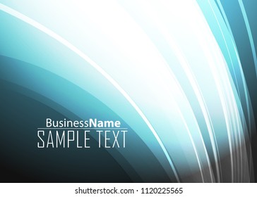 Blue abstract template for card or banner. Metal Background with waves and reflections. Business background, silver, illustration. Illustration of abstract background with a metallic element