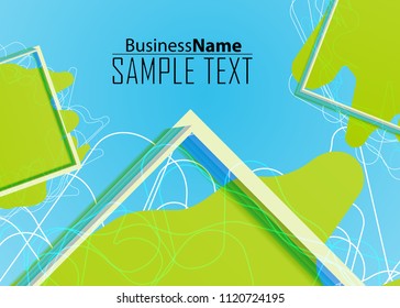 Blue abstract template for card or banner. Metal Background with waves and reflections. Business background, silver, illustration. Illustration of abstract background with a metallic element