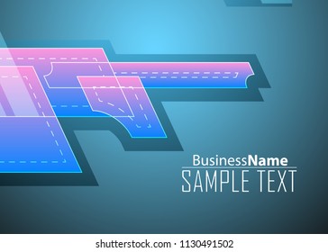 Blue abstract template for card or banner. Metal Background with waves and reflections. Business background, silver, illustration. Illustration of abstract background with a metallic element