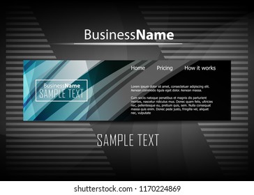 Blue abstract template for card or banner. Metal Background with waves and reflections. Business background, silver, illustration. Illustration of abstract background with a metallic element