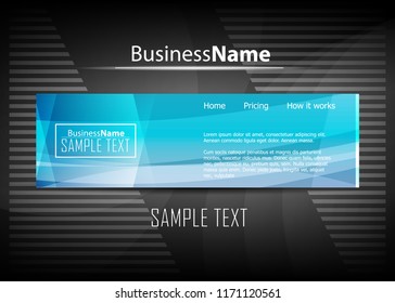 Blue abstract template for card or banner. Metal Background with waves and reflections. Business background, silver, illustration. Illustration of abstract background with a metallic element