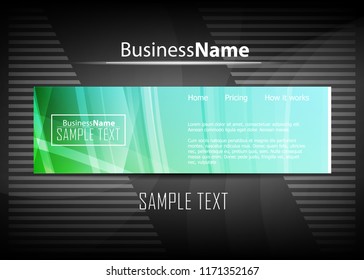 Blue abstract template for card or banner. Metal Background with waves and reflections. Business background, silver, illustration. Illustration of abstract background with a metallic element