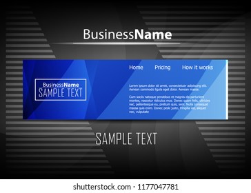 Blue abstract template for card or banner. Metal Background with waves and reflections. Business background, silver, illustration. Illustration of abstract background with a metallic element