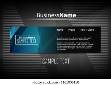 Blue abstract template for card or banner. Metal Background with waves and reflections. Business background, silver, illustration. Illustration of abstract background with a metallic element