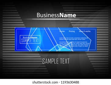 Blue abstract template for card or banner. Metal Background with waves and reflections. Business background, silver, illustration. Illustration of abstract background with a metallic element