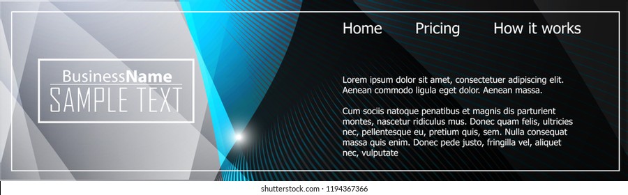 Blue abstract template for card or banner. Metal Background with waves and reflections. Business background, silver, illustration. Illustration of abstract background with a metallic element