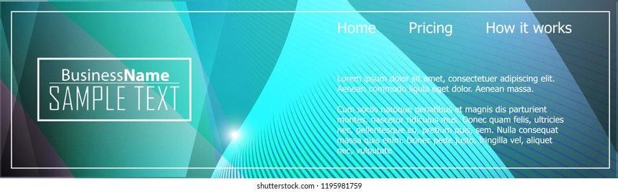 Blue abstract template for card or banner. Metal Background with waves and reflections. Business background, silver, illustration. Illustration of abstract background with a metallic element