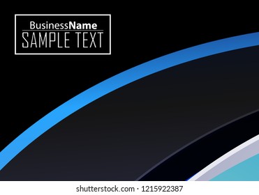 Blue abstract template for card or banner. Metal Background with waves and reflections. Business background, silver, illustration. Illustration of abstract background with a metallic element