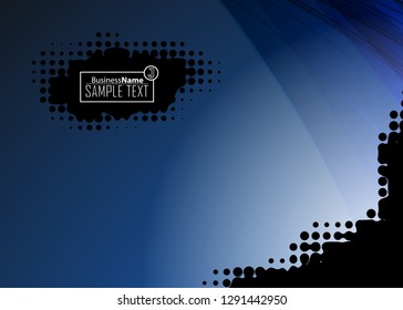 Blue abstract template for card or banner. Metal Background with waves and reflections. Business background, silver, illustration. Illustration of abstract background with a metallic element