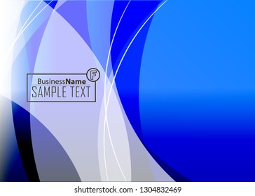Blue abstract template for card or banner. Metal Background with waves and reflections. Business background, silver, illustration. Illustration of abstract background with a metallic element
