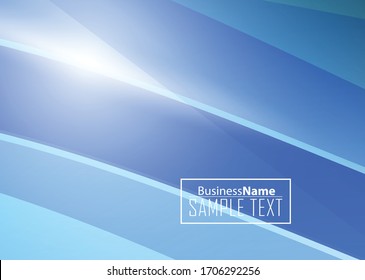 Blue abstract template for card or banner. Metal Background with waves and reflections. Business background, silver, illustration. Illustration of abstract background with a metallic element