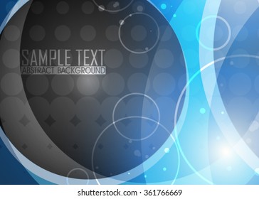 Blue abstract template for card or banner. Metal Background with waves and reflections. Business background, silver, illustration. Illustration of abstract background with a metallic element. Vector