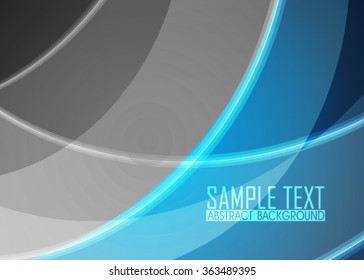 Blue abstract template for card or banner. Metal Background with waves and reflections. Business background, silver, illustration. Illustration of abstract background with a metallic element