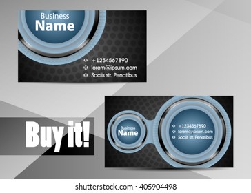 Blue abstract template for card or banner. Metal Background with waves and reflections. Business background, silver, illustration. Illustration of abstract background with a metallic element