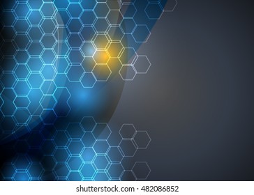 Blue abstract template for card or banner. Metal Background with waves and reflections. Business background, silver, illustration. Illustration of abstract background with a metallic element