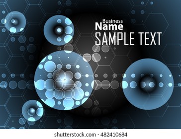 Blue abstract template for card or banner. Metal Background with waves and reflections. Business background, silver, illustration. Illustration of abstract background with a metallic element