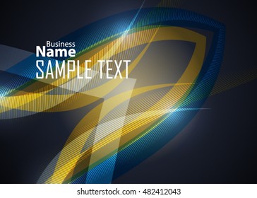Blue abstract template for card or banner. Metal Background with waves and reflections. Business background, silver, illustration. Illustration of abstract background with a metallic element