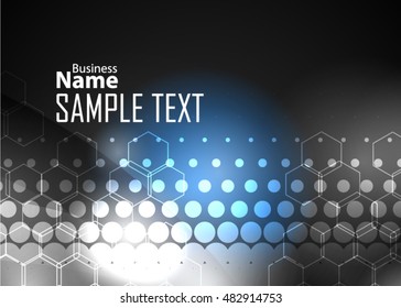 Blue abstract template for card or banner. Metal Background with waves and reflections. Business background, silver, illustration. Illustration of abstract background with a metallic element