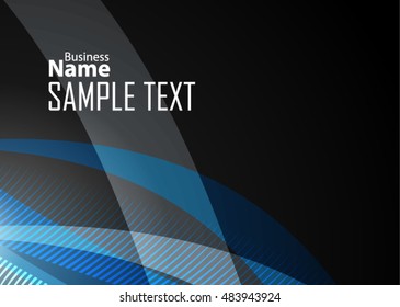Blue abstract template for card or banner. Metal Background with waves and reflections.