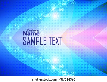 Blue abstract template for card or banner. Metal Background with waves and reflections.