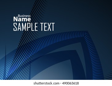 Blue abstract template for card or banner. Metal Background with waves and reflections.