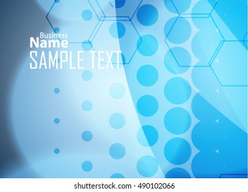Blue abstract template for card or banner. Metal Background with waves and reflections.