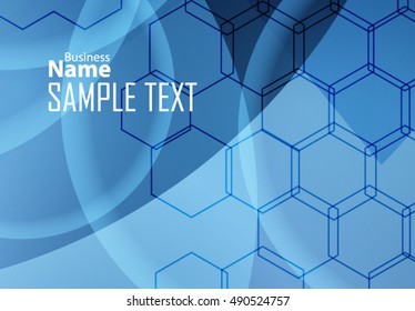 Blue abstract template for card or banner. Metal Background with waves and reflections.