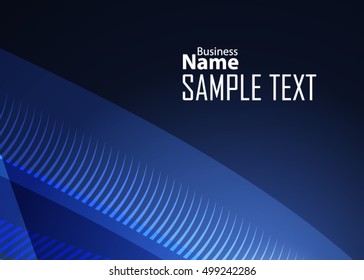 Blue abstract template for card or banner. Metal Background with waves and reflections