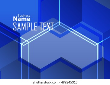 Blue abstract template for card or banner. Metal Background with waves and reflections
