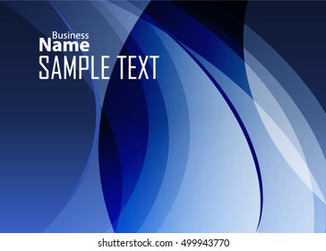 Blue abstract template for card or banner. Metal Background with waves and reflections