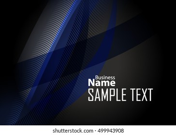Blue abstract template for card or banner. Metal Background with waves and reflections