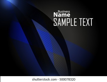 Blue abstract template for card or banner. Metal Background with waves and reflections