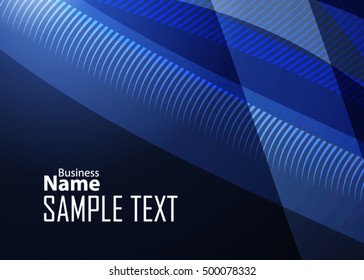 Blue abstract template for card or banner. Metal Background with waves and reflections