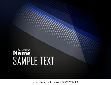 Blue abstract template for card or banner. Metal Background with waves and reflections