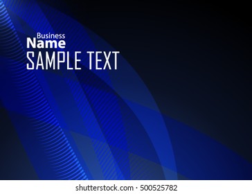 Blue abstract template for card or banner. Metal Background with waves and reflections
